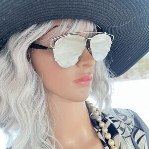 Dior Technologic Mirrored Silver Frame Sunglasses